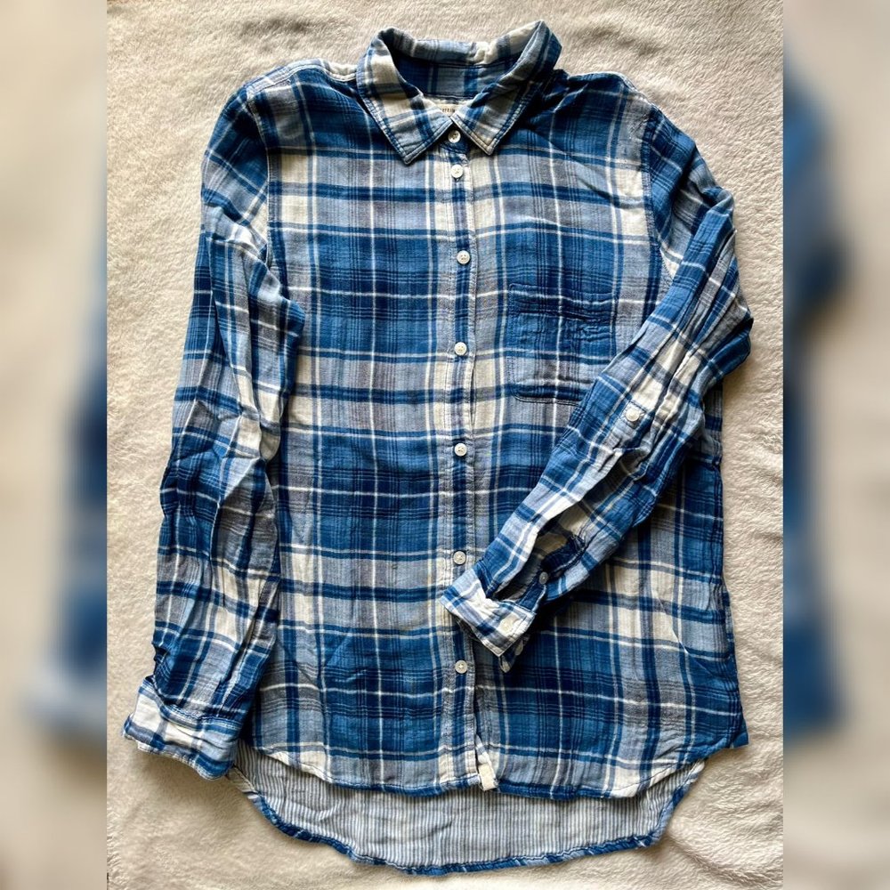 Boyfriend Fit Plaid Button Down Shirt from American Eagle